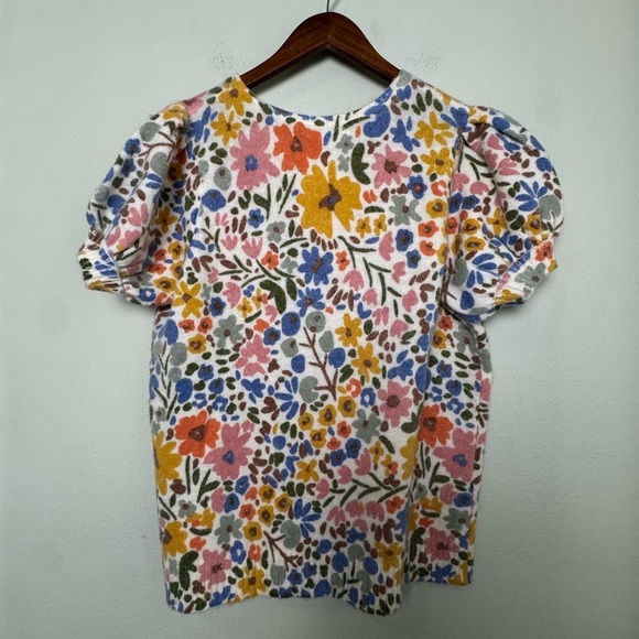 NWT Boden Wool Alpaca Floral Puff Sleeve Button Up Cardigan Sweater Size Large - Picture 5 of 12